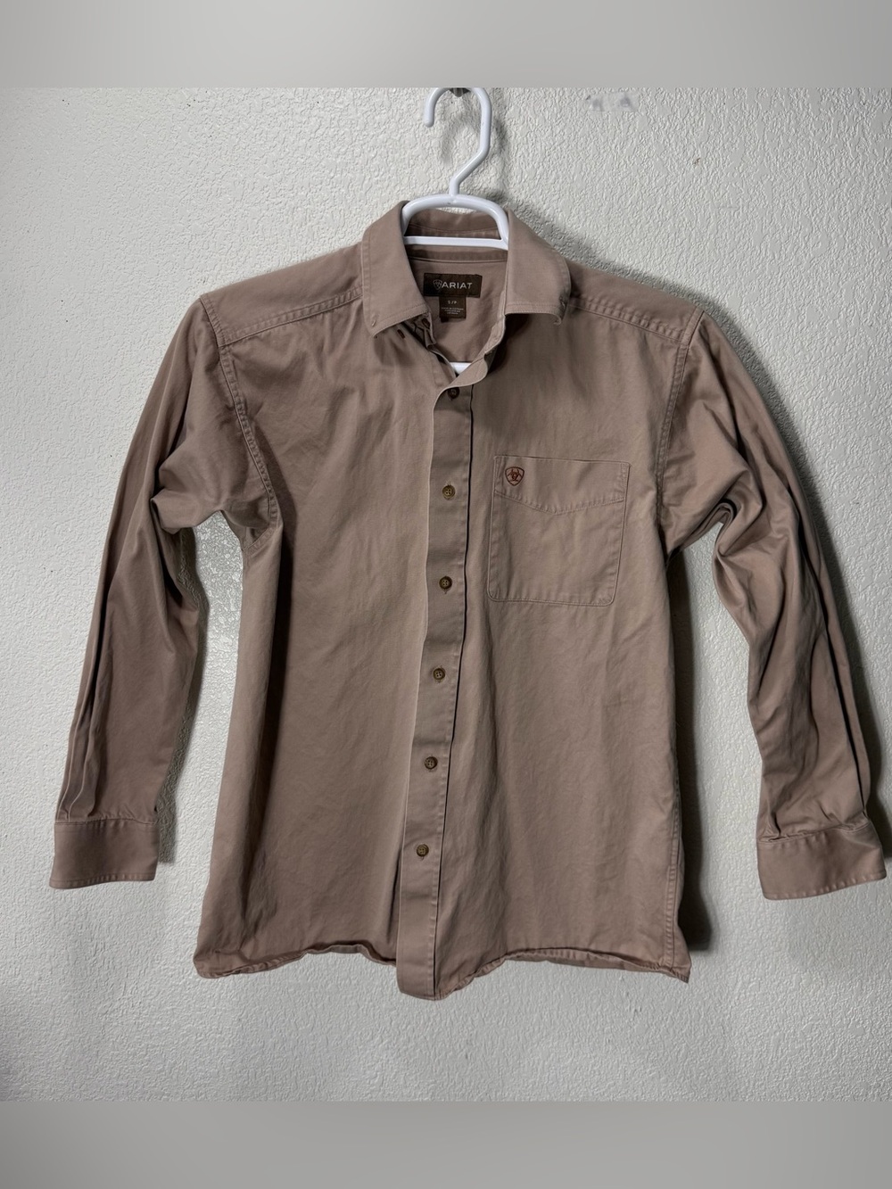 Ariat Shirt Mens Small tanWestern Cowboy Workwear Rodeo Rancher